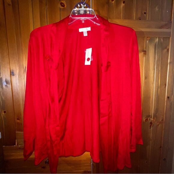 DRESSBARN NWT Red Cardigan & Sleeveless Blouse Set – Size 2X - Picture 1 of 6